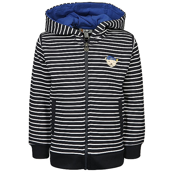 Steiff Kapuzen-Sweatjacke FISH & SHIP gestreift in navy