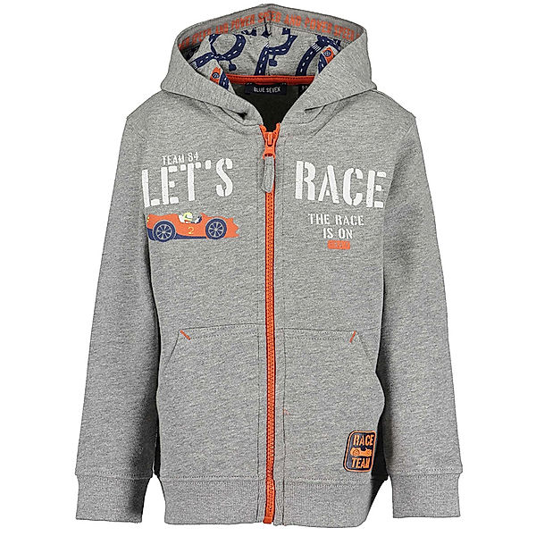 BLUE SEVEN Kapuzen-Sweatjacke HIGH SPEED – LET’S RACE in grau