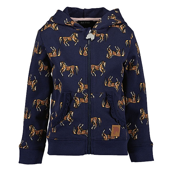 BLUE SEVEN Kapuzen-Sweatjacke HORSES AOP in blau