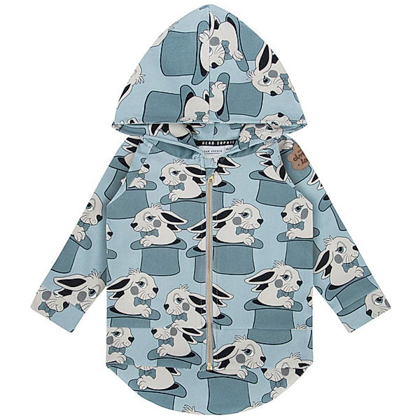 Dear Sophie Kapuzen-Sweatjacke RABBIT AOP in blau