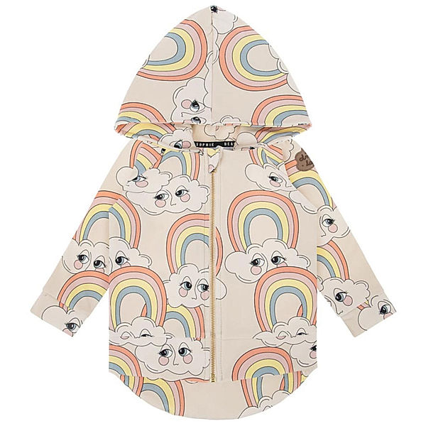 Dear Sophie Kapuzen-Sweatjacke RAINBOW AOP in ecru