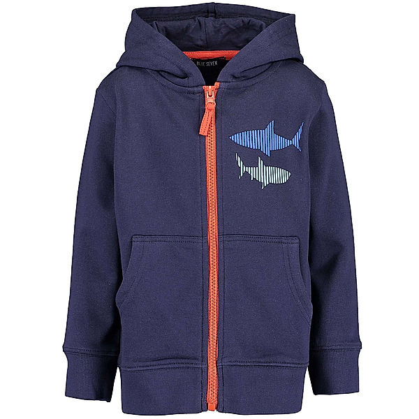 BLUE SEVEN Kapuzen-Sweatjacke SHARKTASTIC in nachtblau