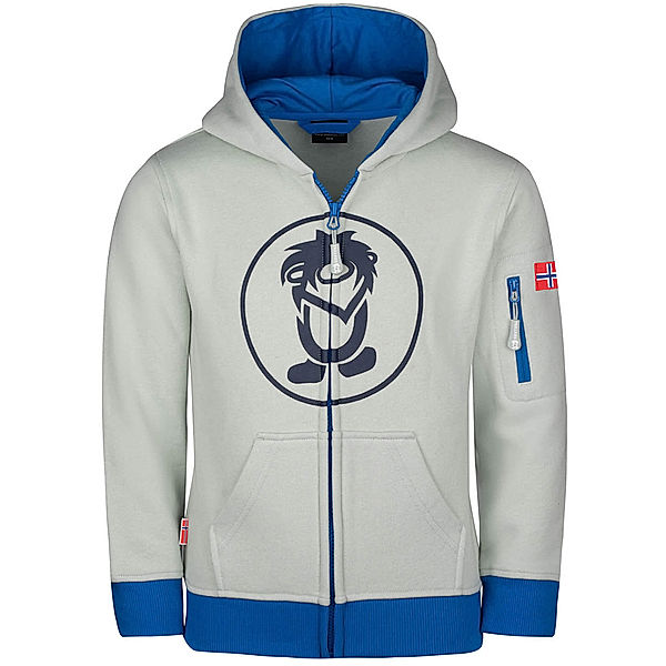 TROLLKIDS Kapuzen-Sweatjacke SORTLAND in cloudy grey/glow blue/navy