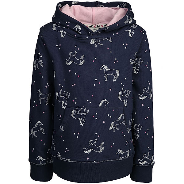 Salt & Pepper Kapuzen-Sweatshirt HORSES in navy