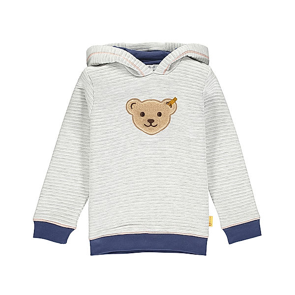 Steiff Kapuzen-Sweatshirt STRIPES & BEAR mit Quietsche in grau melange