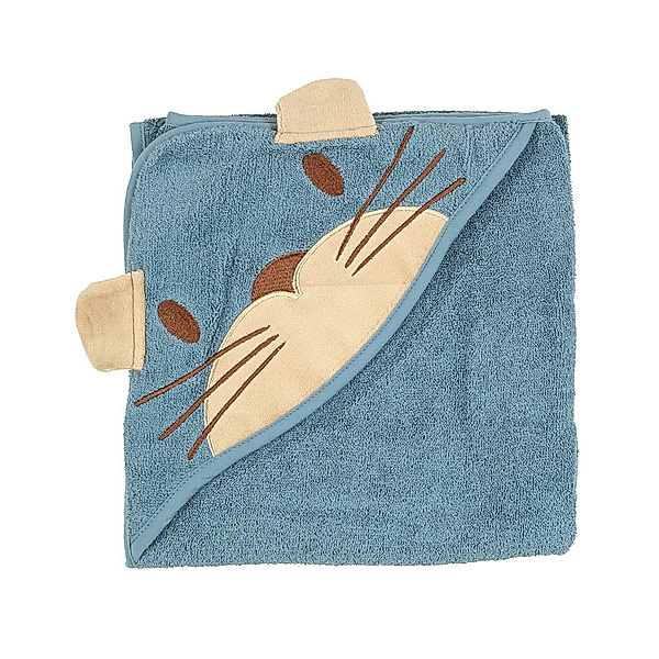 pippi Kapuzenbadetuch CATFACE (83x83) in captains blue