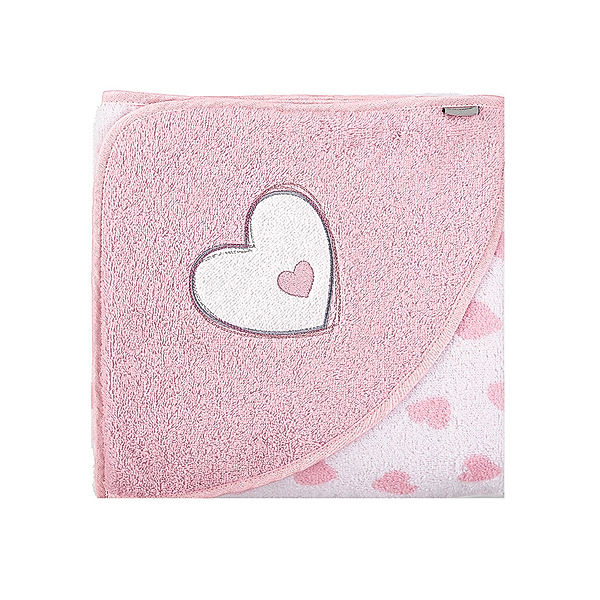 Sterntaler Kapuzenhandtuch EMMI GIRL (100x100) mit Herzchen in weiss/rosa