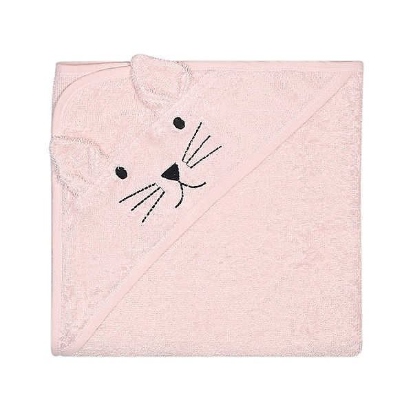 Kindsgut Kapuzenhandtuch KATZE (76x76) in rosa