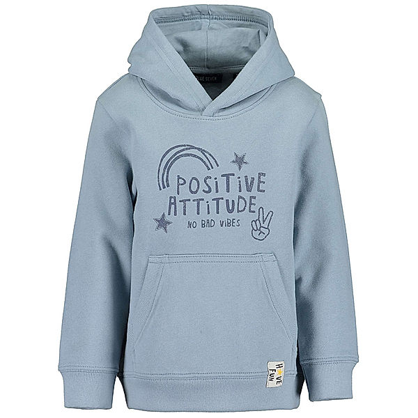 BLUE SEVEN Kapuzenpullover ENJOY LIFE – POSITIVE ATTITUDE in mittelblau