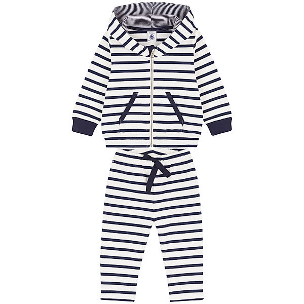 Petit Bateau Kapuzensweatjacke BARBER mit Hose in marshmallow/smoking