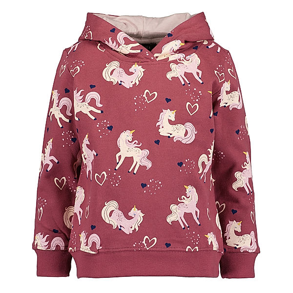 BLUE SEVEN Kapuzensweatshirt UNICORN AOP in weinrot