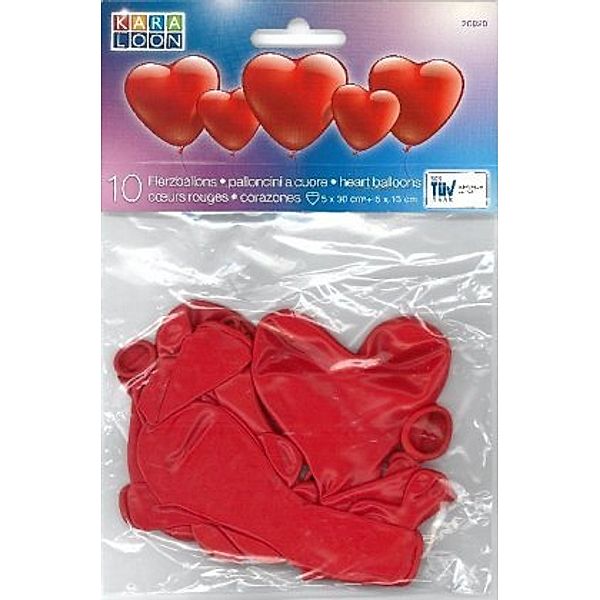 Karaloon 10 Herzballons rot / Heart Balloons red