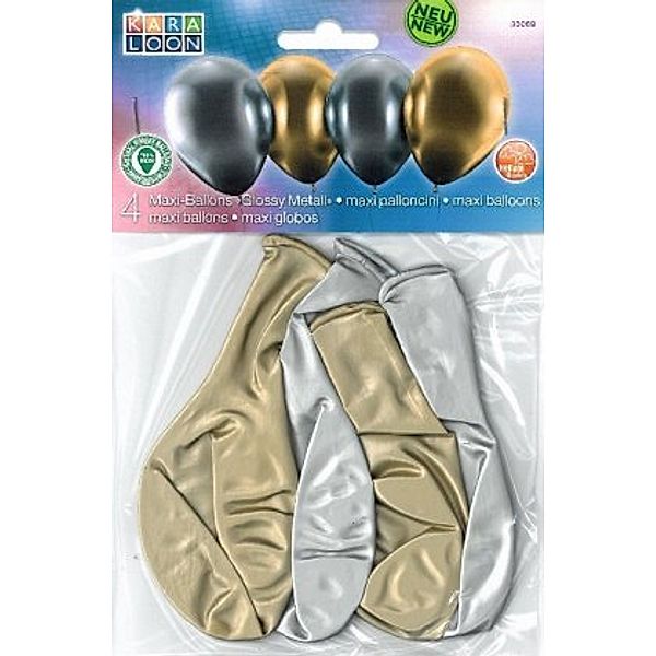 Karaloon 4 Maxi Ballons Glossy Metal