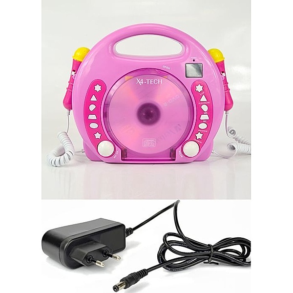 Karaoke CD Player MP3 2 Mikros pink + Netzteil