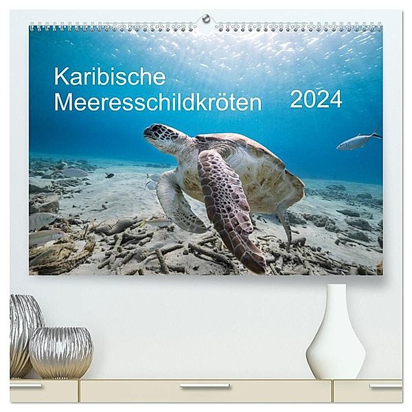 Karibische Meeresschildkröten (hochwertiger Premium Wandkalender 2024 DIN A2 quer), Kunstdruck in Hochglanz, Yvonne & Tilo Kühnast - naturepics