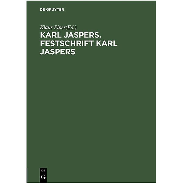 Karl Jaspers. Festschrift Karl Jaspers