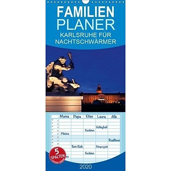 KARLSRUHE FÜR NACHTSCHWÄRMER - Familienplaner hoch (Wandkalender 2020 , 21 cm x 45 cm, hoch), U. Boettcher