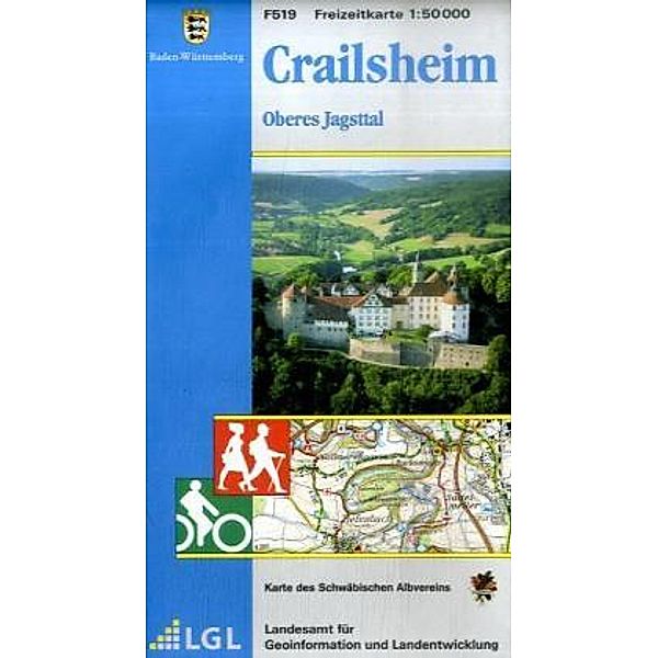 Karte des Schwäbischen Albvereins / Topographische Freizeitkarte Baden-Württemberg Crailsheim, Oberes Jagsttal