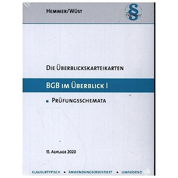 Karteikarten - Zivilrecht / BGB im Überblick, Karteikarten.Tl.1, Karl-Edmund Hemmer, Achim Wüst