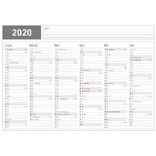 Karton-Tafelkalender A5 2020, ALPHA EDITION