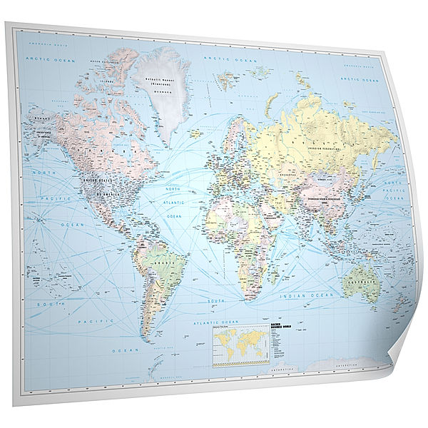 Kastanea Politische Weltkarte Business World 1:31 Mio. Papierkarte gerollt, folienbeschichtet und beleistet