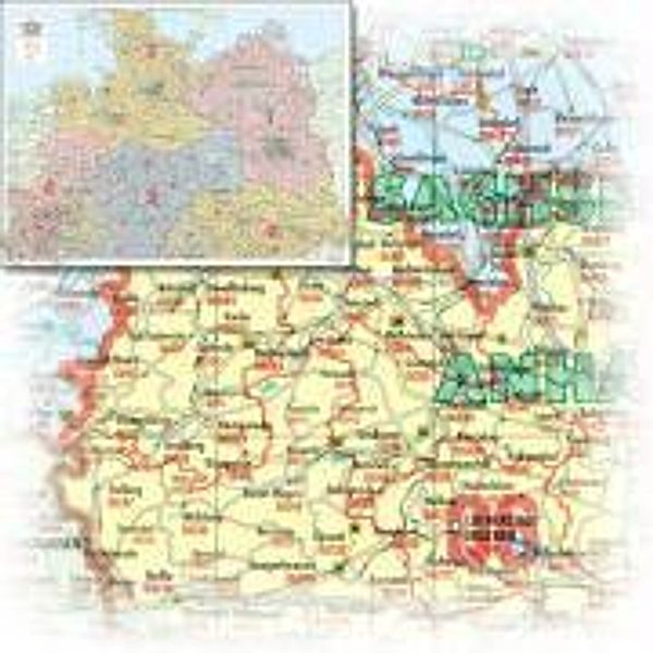 Kastanea Postleitzahlenkarte Norddeutschland, 131 x 98 cm, Papierkarte gerollt