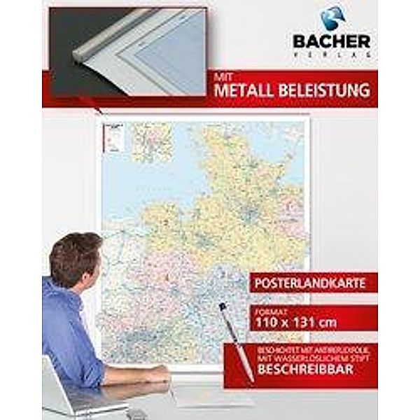 Kastanea Postleitzahlenkarte Nordwest-Deutschland, 113 x 131 cm, Papierkarte gerollt, folienbeschichtet und beleistet