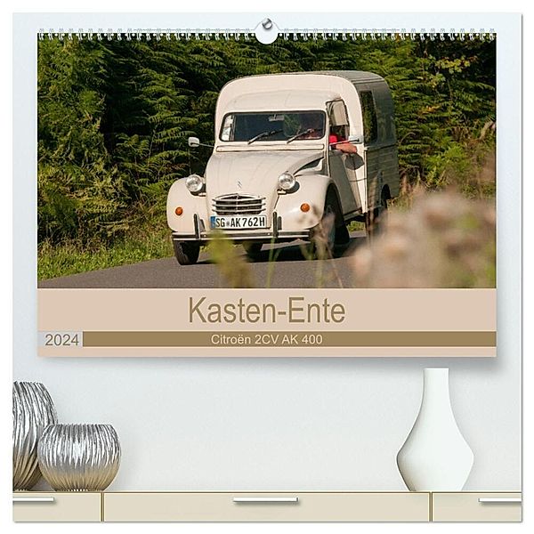 Kasten - Ente Citroën 2 CV AK 400 (hochwertiger Premium Wandkalender 2024 DIN A2 quer), Kunstdruck in Hochglanz, Meike Bölts