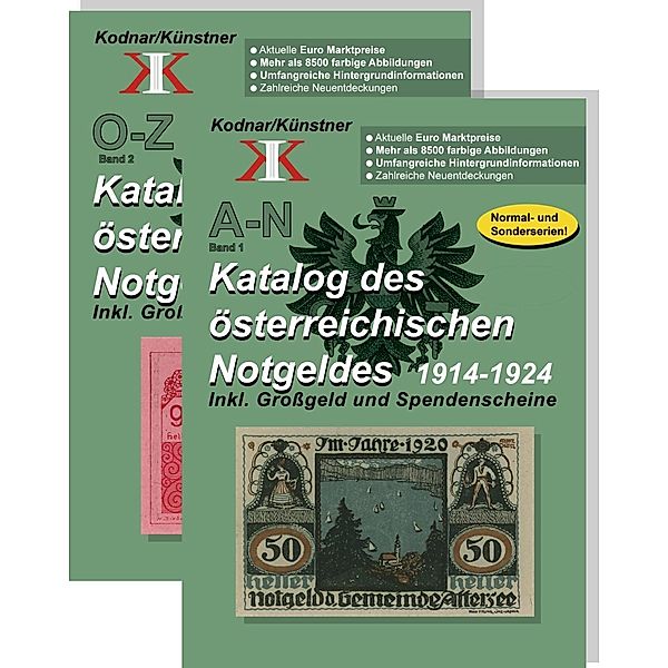 Katalog des österreichischen Notgeldes 1914-1924 in 2 Bänden, Johann Kodnar, Norbert Künstner