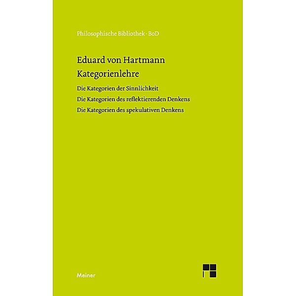 Kategorienlehre / Philosophische Bibliothek, Eduard von Hartmann