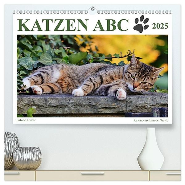 Katzen ABC (hochwertiger Premium Wandkalender 2025 DIN A2 quer), Kunstdruck in Hochglanz, Calvendo, Sabine Löwer