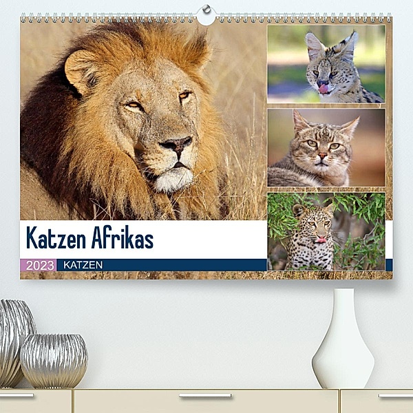 Katzen Afrikas (Premium, hochwertiger DIN A2 Wandkalender 2023, Kunstdruck in Hochglanz), Michael Herzog