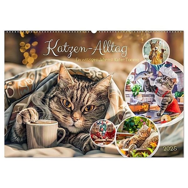 Katzen-Alltag - Ein witziges Jahr mit Kater Tommy (Wandkalender 2025 DIN A2 quer), CALVENDO Monatskalender, Calvendo, Anja Frost