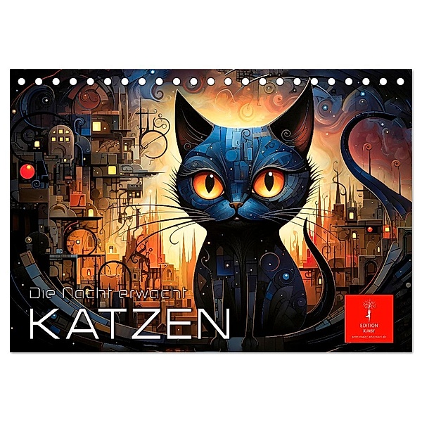 Katzen - die Nacht erwacht (Tischkalender 2024 DIN A5 quer), CALVENDO Monatskalender, Calvendo, Peter Roder