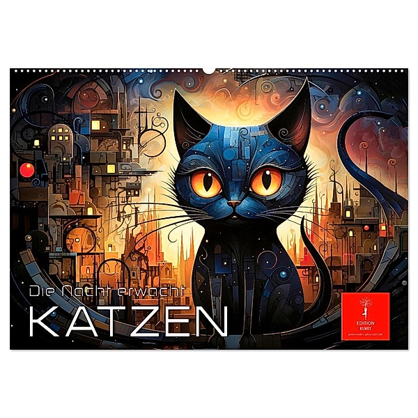 Katzen - die Nacht erwacht (Wandkalender 2024 DIN A2 quer), CALVENDO Monatskalender, Calvendo, Peter Roder