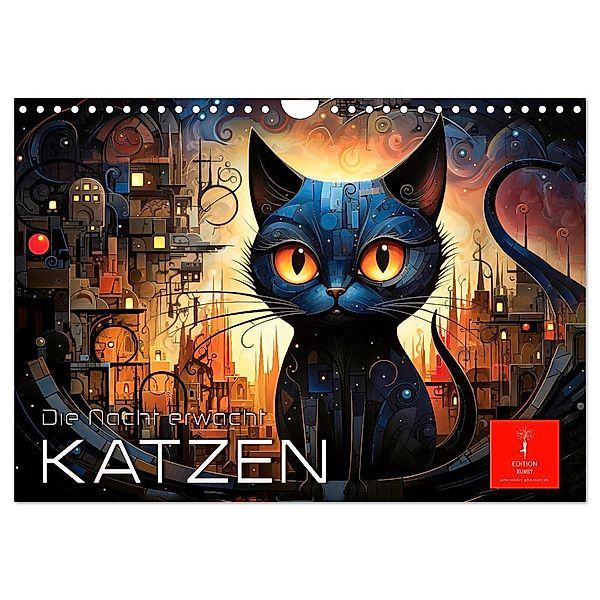 Katzen - die Nacht erwacht (Wandkalender 2024 DIN A4 quer), CALVENDO Monatskalender, Calvendo, Peter Roder