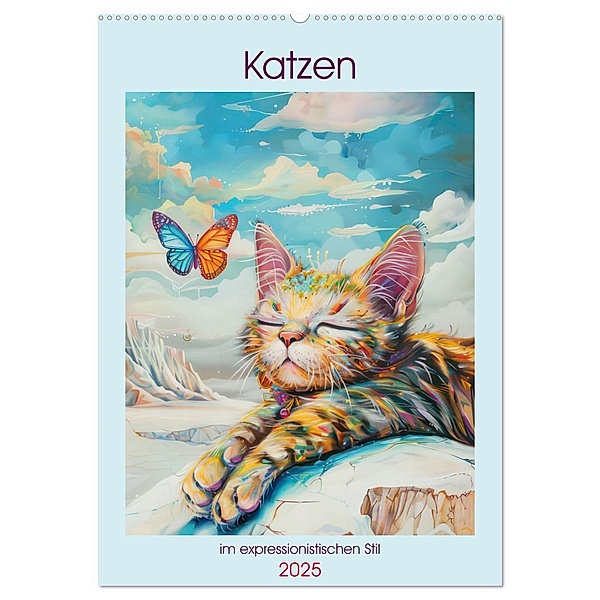 Katzen im expressionistischen Stil (Wandkalender 2025 DIN A2 hoch), CALVENDO Monatskalender, Calvendo, Liselotte Brunner-Klaus