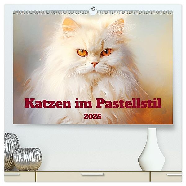 Katzen im Pastellstil (hochwertiger Premium Wandkalender 2025 DIN A2 quer), Kunstdruck in Hochglanz, Calvendo, Liselotte Brunner-Klaus