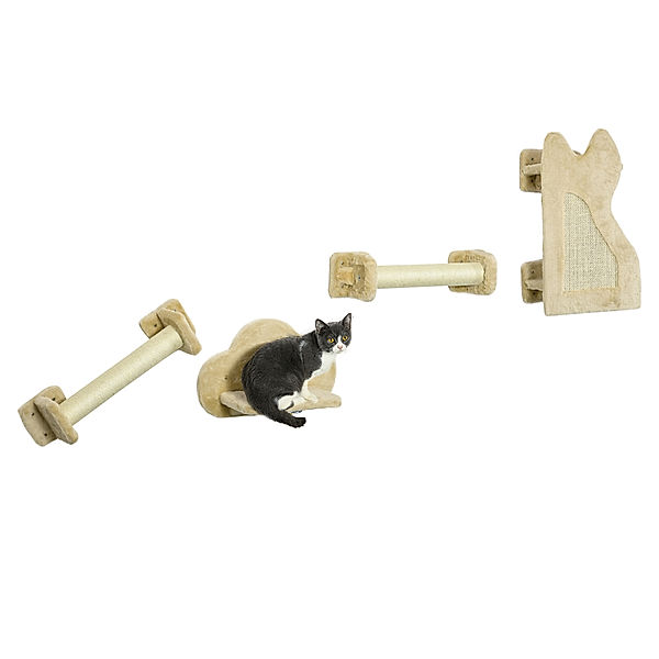 Katzen Kletterwand mit Plattformen beige (Farbe: beige)