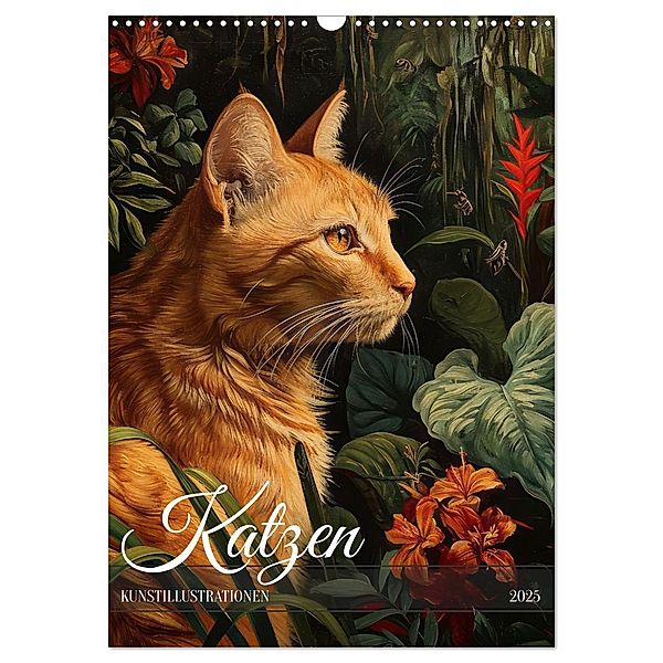 Katzen Kunstillustrationen (Wandkalender 2025 DIN A3 hoch), CALVENDO Monatskalender, Calvendo, Kavodedition Switzerland
