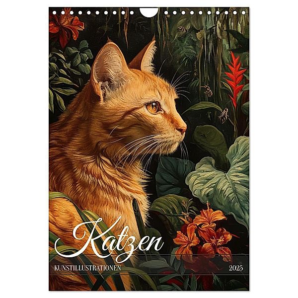 Katzen Kunstillustrationen (Wandkalender 2025 DIN A4 hoch), CALVENDO Monatskalender, Calvendo, Kavodedition Switzerland