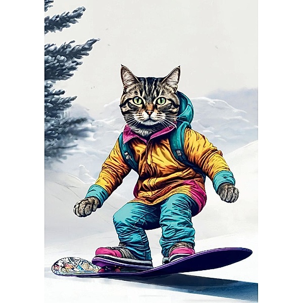 Katzen Notizbuch Winterzeit Lustige Weihnachten Katze mit Snowboard Journal mit 55 motivierenden Sprüchen Weihnachtsgeschenk Wichtelgeschenk Mann Jungen Teenager Tween, Kenya Kooper