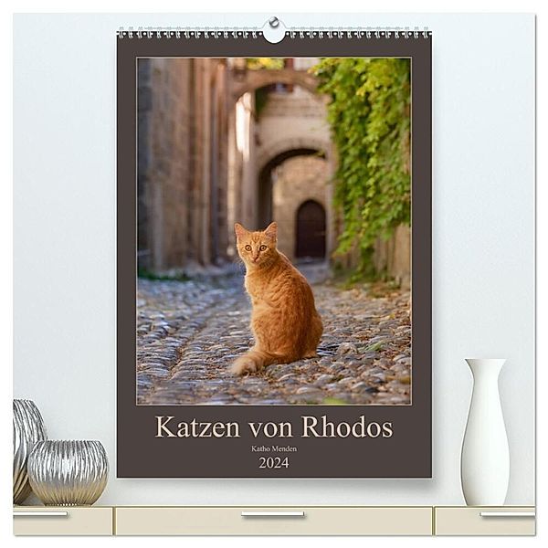Katzen von Rhodos (hochwertiger Premium Wandkalender 2024 DIN A2 hoch), Kunstdruck in Hochglanz, Katho Menden