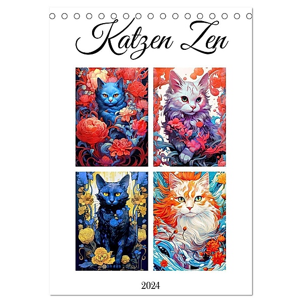 Katzen Zen (Tischkalender 2024 DIN A5 hoch), CALVENDO Monatskalender, Justyna Jaszke JBJart