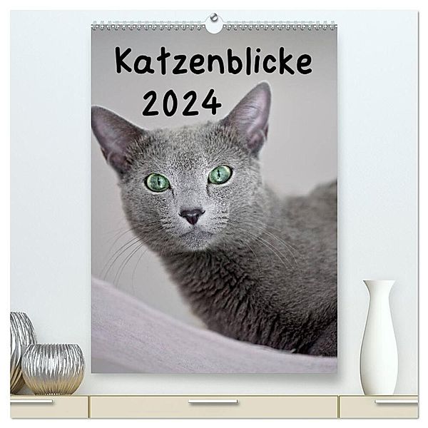 Katzenblicke 2024 (hochwertiger Premium Wandkalender 2024 DIN A2 hoch), Kunstdruck in Hochglanz, Heidi Bollich