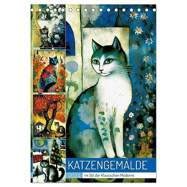 Katzengemälde (Tischkalender 2024 DIN A5 hoch), CALVENDO Monatskalender, Sabine Löwer