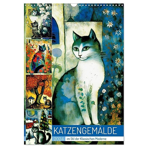 Katzengemälde (Wandkalender 2024 DIN A3 hoch), CALVENDO Monatskalender, Sabine Löwer