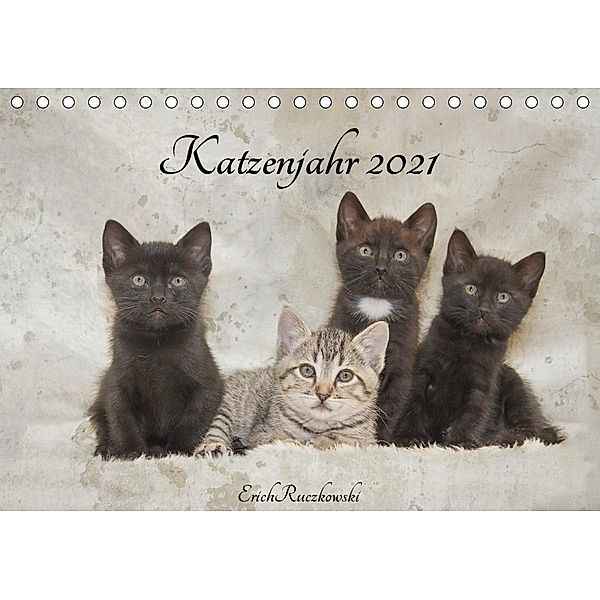 Katzenjahr 2021 (Tischkalender 2021 DIN A5 quer), Erich Ruczkowski