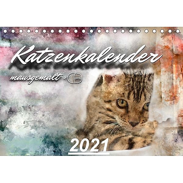 Katzenkalender mausgemalt (Tischkalender 2021 DIN A5 quer), Sylvio Banker