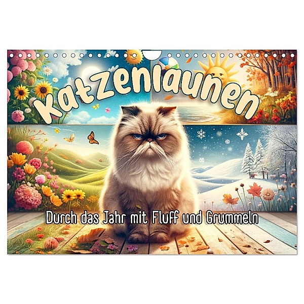 Katzenlaunen - Durch das Jahr mit Fluff und Grummeln (Wandkalender 2025 DIN A4 quer), CALVENDO Monatskalender, Calvendo, artefacti